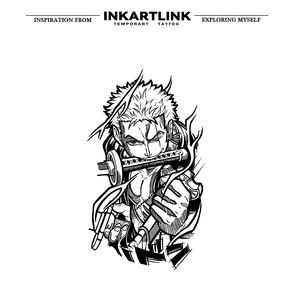 Autocollant de tatouage INKARTLINK pour le corps, autocollant de tatouage en papier, anime Zoro, imperméable, écologique, longue durée, 15 jours, vente en gros - Product Image 3