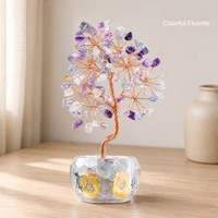 Arbre à Monnaie en Cristal Naturel Fait Main DIY, Feng Shui, Pièces d'Or Porte-Bonheur, Base en Verre, Bonsaï en Pierres Précieuses pour Décoration Maison et Bureau