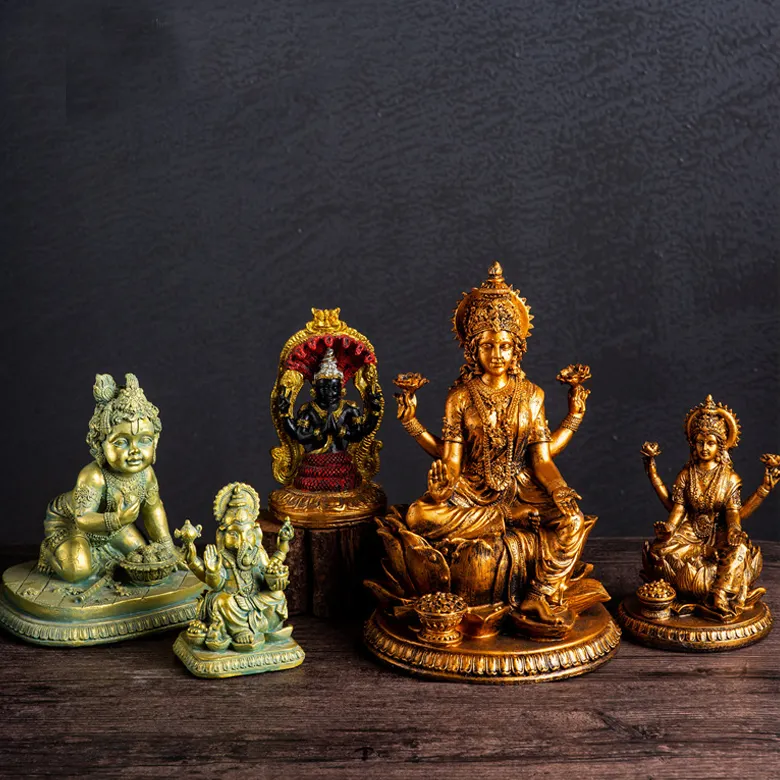 Polyresin hintliler fiberglas dekoratif özel reçine ganesh heykeli Shiva ve Parvati