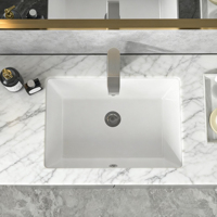 Lavabo rectangulaire sous plan en céramique anti-taches à vidange facile pour projets commerciaux et résidentiels sur mesure