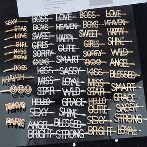 Goparty-horquillas nupciales para el pelo, accesorios para el cabello, con letras de LOVE KISS y perlas, con palabra de diamante completo, horquilla, pasadores - Product Image 2