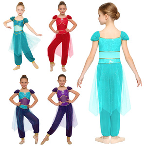 Traje de Danza del Vientre para Niñas de 6 a 16 Años, Estilo Princesa Árabe, Mono con Superposición, para Cosplay, Actuaciones, Fiestas, Competencias de Danza Latina y de Salón - Product Image 1