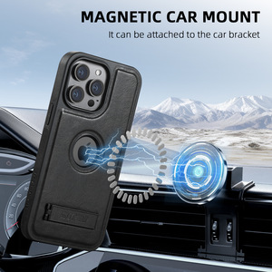 Étui de téléphone en cuir de style professionnel avec chargement sans fil pour <span class=keywords><strong>iPhone</strong></span> 17 AIR 16 PRO MAX 15 14 13 avec fonction de support - Product Image 2