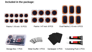 Kit de réparation de pneus de vélo <span class=keywords><strong>avec</strong></span> patchs de réparation, levier, colle, étrier métallique et papier de verre - Product Image 2