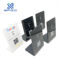 Dapat disesuaikan 10*10cm PVC plastik NFC Menu Tampilan berdiri dengan kode Qr akrilik kosong tahan air fitur Chip ulasan Media sosial