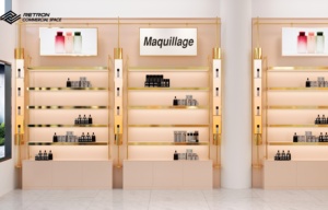 Customized Cosmetic Display Cabinet Set Modern Perfume Shop Hanging Wall Shelf Solid <b>Wood</b> Beauty Display Counter - Product Image 3