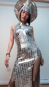 Costumes miroir Sexy pour femmes, robes de style chinois, costume de technologie cheongsam, pour fêtes et clubs de nuit, nouvelle collection - Product Image 5
