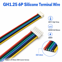 Câble de raccordement flexible à 6 broches GH1.25, 26AWG, sur mesure OEM, 300V, en silicone, avec connecteur en cuivre étamé pour PCB