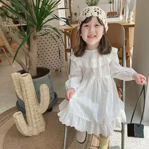 उत्तम दर्जे का शैली नई डिजाइन थोक सफेद लंबी आस्तीन शिफॉन मैक्सी पोशाक के लिए लड़कियों राजकुमारी