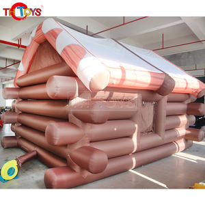 Tente gonflable de maison en bois de vacances Château de fête du joyeux père Noël pour des célébrations joyeuses - Product Image 2