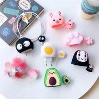 Nuevo Juego de Fundas de Silicona 2 en 1 para Cable de Carga con Diseño de Dibujos Animados para iPhone 20W