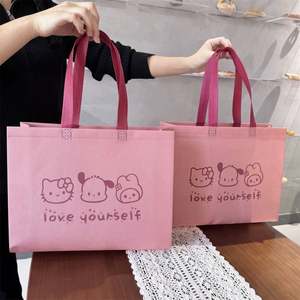 Bolsas de Compras de Tela No Tejida Rosa Impermeable para Uso Diario y Bolsos con Logotipo Personalizado - Product Image 3