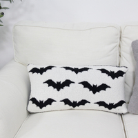 Housse de coussin décorative pour canapé, motif chauve-souris noire en polyester tufté, pour la maison, idéale pour Halloween – Collection Annuelle