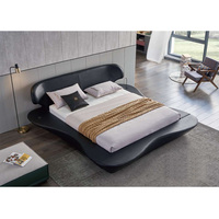 Cadre de lit rond moderne pliable en cuir de luxe avec plateforme et taille personnalisable