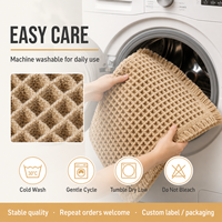 Tapis de bain en polyester gaufré antidérapant, absorbant, séchage rapide, microfibre 1200-1500 GSM, moderne, pour hôtel, lavable en machine, tapis de salle de bain