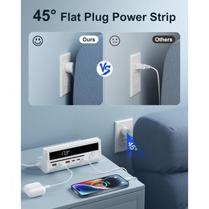 Regleta de alimentación USB 10 en 1 de 100W y 1.5m, estación de carga de escritorio con 4 tomas de CA y 6 puertos USB, color blanco - Product Image 5