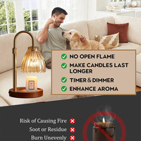 Lampe chauffe-bougie vintage en verre côtelé, diffuseur de cire électrique à intensité variable, lampe d'aromathérapie sans flamme pour chambre et décoration intérieure