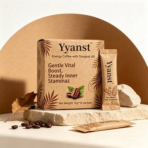 Café Instantáneo Botánico 10g*10 Sobres Caja de Papel Kraft con Estampado de Hoja de Palma OEM Etiqueta Privada Personalizada Cartón a Granel - Product Image 4