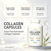 Capsules de collagène premium nourri à l'herbe, collagène hydrolysé facilement absorbable pour la beauté quotidienne et le soutien nutritionnel du corps