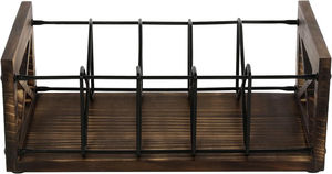 Rustikales Massivholz-Bauwerk Schwarzmetalldraht Bauernhaus industrielles Vinyl-<span class=keywords><strong>DVD</strong></span>-Aufbewahrungsregal mit Griffen CD-Aufbewahrungshalter - Product Image 2