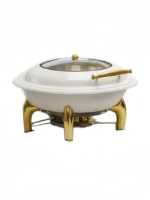 Plat à chafing de luxe en acier inoxydable, robuste, blanc, hydraulique, 9L, chauffe-plat à alcool pour buffet de mariage