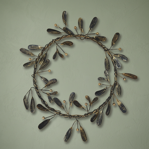Corona de Metal Rústica Redonda Hecha a Mano con Flores Decorativas, Sin Iluminación, Paquete Individual, Estilo Artesanal de Alta Calidad - Product Image 6