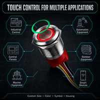 Sakelar Tombol Sentuh Kapasitif Logam Tahan Air IP67 22mm Baja Tahan Karat Sakelar Kontrol LED Penggunaan Industri