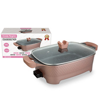 Poêle électrique multifonctionnelle en alliage d'aluminium 10L noir et rose pour dortoir, hôtel, camping-car et usage domestique – Spécial Asie du Sud-Est