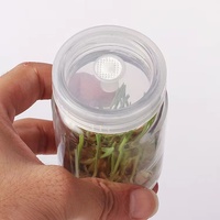 Botella de cristal transparente y redonda para cultivo de orquídeas, 350 ml, con tapas de plástico, suministro de fábrica