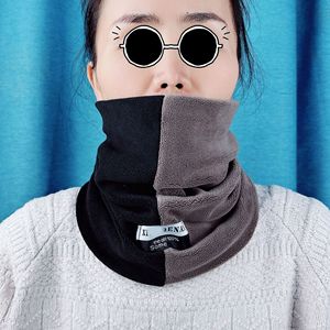 Patchwork Neck Warmer Double Layer Thickened Fleece Unisex Winter Outdoor Color Blocked Pullover Neck Support - Product Image 2
