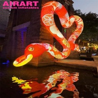 Chanceux mascotte festival ornements gonflable fortune serpent, ballon gonflable serpent LED pour la publicité