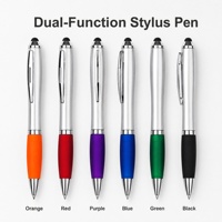 Stylet universel 2-en-1 avec stylo bille rotatif, logo personnalisé imprimé, poignée en caoutchouc pour le bureau, les étudiants et les cadeaux promotionnels