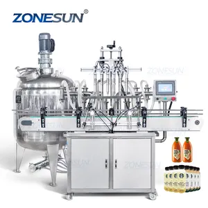 ZONESUN ZS-YT6T-6V Machine de remplissage automatique à 6 têtes, huile de jus, désinfectant pour les mains, bouteilles en verre, Lotion, liquide, avec réservoir de mélange