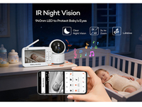 Caméra de surveillance pour bébé sans fil WiFi avec application intelligente Tuya, 2,4 GHz, 720P, mode VOX, alarme de pleurs, berceuses, vue panoramique, écran 5 pouces