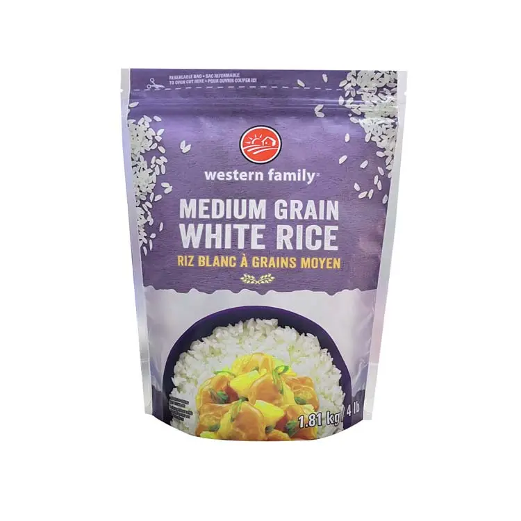 चावल के जैविक शिशु आहार पैकेजिंग के लिए रीसाइक्लेबल जिपर के साथ स्टैंड अप फूड बैग