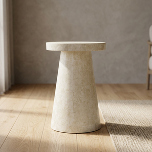 Modern Durable <b>Round</b> Marble Stone <b>Outdoor</b> Accent <b>Table</b> for Living Room - Product Image 2