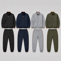 Conjunto Deportivo Rompevientos de Dos Piezas para Hombre con Cierre, Chaqueta y Pantalones Acampanados de Poliéster y Nailon, Personalizable para Escuela