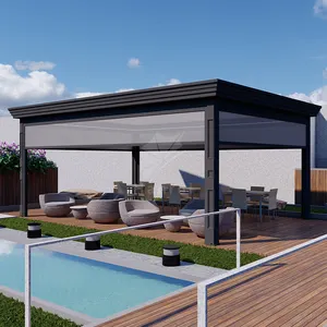 Hoge Kwaliteit Oem Pergola Aluminium Buiten Tuin Patio Zonnescherm Zwembad Pergola Gemotoriseerd Louver Dak