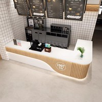Café moderne Mobilier Intérieur Thé au lait Boutique Réception Café Table de bar en bois Café Comptoir de bar