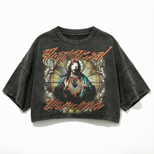 เสื้อยืดครอปทรงโอเวอร์ไซส์ ลายการ์ตูน พิมพ์ลายฮิปฮอป คอกลม แขนสั้น ผ้าคอตตอนถัก 100% ทรงพอดีตัว สำหรับผู้ชาย - Product Image 1