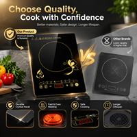 Plaque de cuisson à induction électrique 2200W étanche, portable, robuste, en verre céramique, à écran tactile, vente en gros d'usine