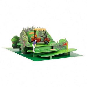 Nouvelle carte pop-up 3D créative pour voiturette de golf, cadeau fait main, sculpture en papier - Product Image 4