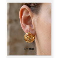 Boucles d'oreilles à clip électroplaquées style chinois vintage, or traditionnel, sensation de luxe haut de gamme, niche, automne/hiver, Ginkgo