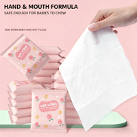 Vente en gros de lingettes pour bébés personnalisées, 10 pièces, EDI, eau pure, pH 5,5, équilibrées, en tissu non tissé, pour le nettoyage quotidien des nouveau-nés