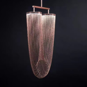 <span class=keywords><strong>Lustre</strong></span> moderne de luxe avec chaîne dorée et pampilles, luminaire suspendu LED en forme de U pour hôtel, villa, escalier, bar, hall - Product Image 2