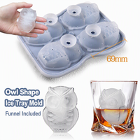 Moule à glaçons en silicone en forme de hibou, qualité alimentaire, pour whisky, café, lait, facile à démouler, flexible, pour DIY