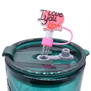 Al por mayor Tapón antipolvo universal de silicona de 10mm con nuevas frases, accesorio decorativo para pajitas de vidrio, Serie Día de la Madre - Product Image 4