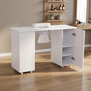 Wholesale White Modern Multi Drawer <b>Nail</b> <b>Table</b> With Built-in Dust Collector Sliding Manicure Workbench - Product Image 1