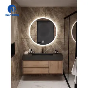 DS Top Quality Customized Wall Mounted Marble Counter Moisture Proof Wooden Bathroom Cabinet Vanities