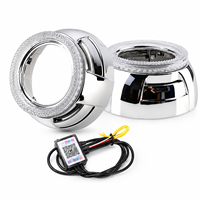 LANSEKO RGB LED Angel Eyes Shrouds pour projecteurs HID LED 3.0" avec lentille 5D, contrôle par application, IP67, 12V 24V pour phares de voiture